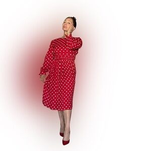 VINTAGE Adele Simpson By Saks Fifth Avenue Red polka dot dress sz. 6 1960’s